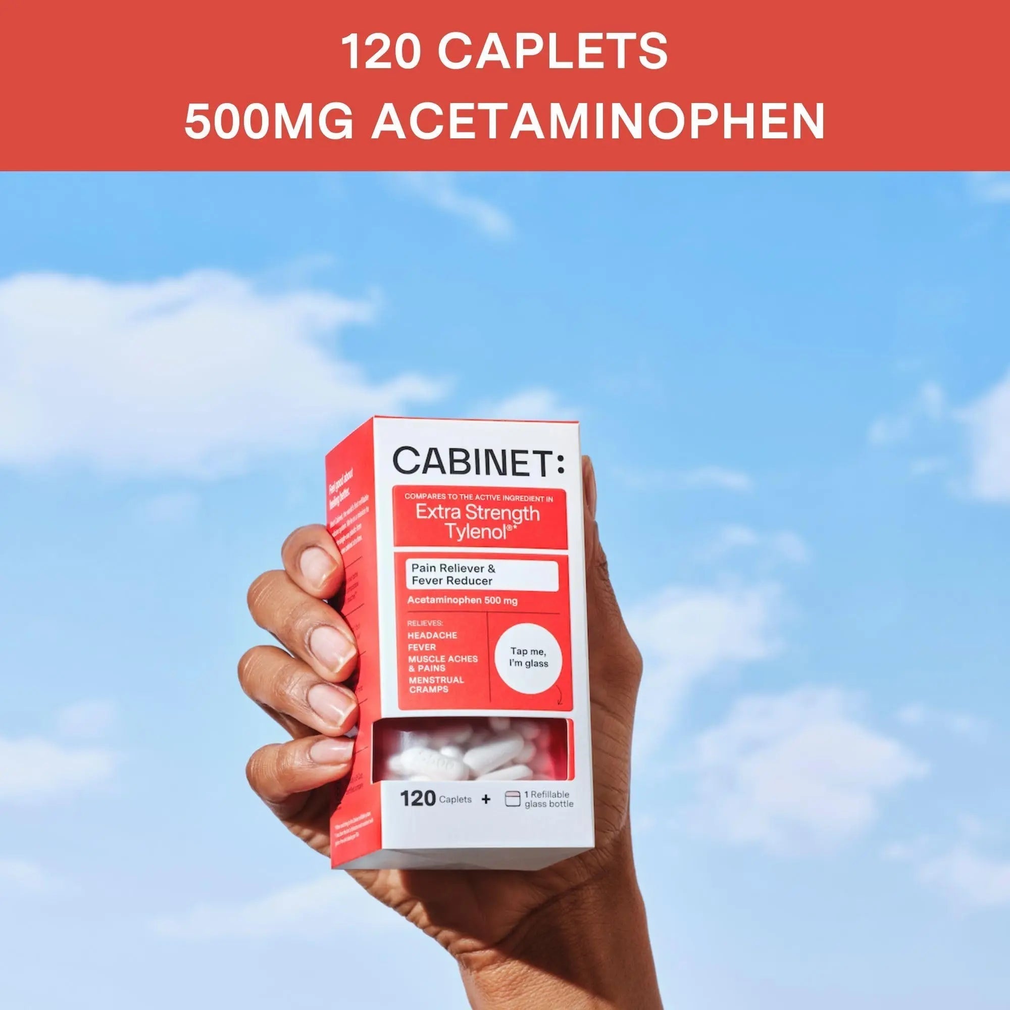 Cabinet: 500mg Acetaminophen for Headache Relief, Toothaches, Sore Throat, and Fever Reducer, 120 Tablets (Refill Pouch) - TrustMedUSA
