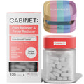 Cabinet: 500mg Acetaminophen for Headache Relief, Toothaches, Sore Throat, and Fever Reducer, Includes 1 Refillable Medicine Jar, 120 Tablets Refillable Glass Jar - w/Travel Tin - TrustMedUSA