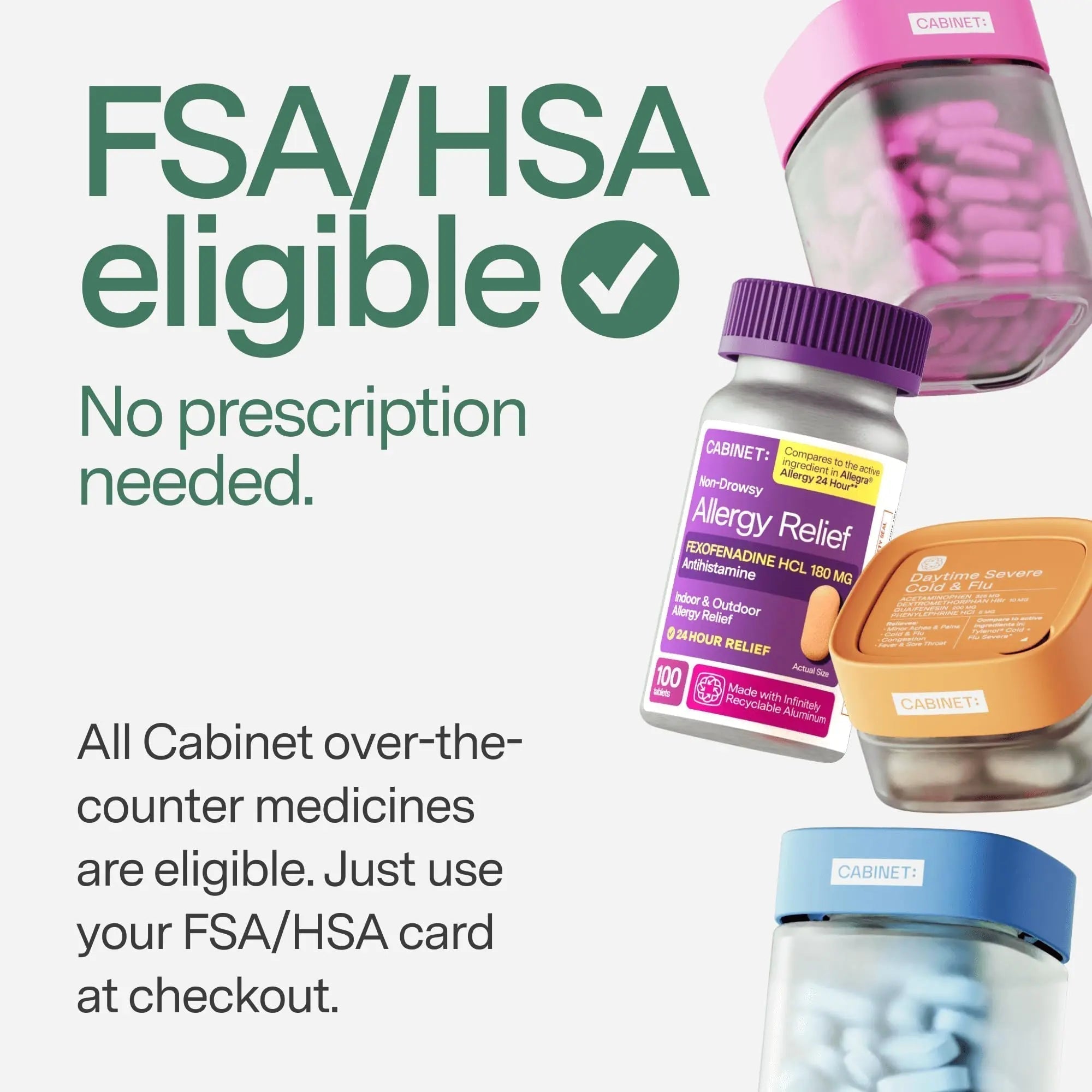 Cabinet: 500mg Acetaminophen for Headache Relief, Toothaches, Sore Throat, and Fever Reducer, Includes 1 Refillable Medicine Jar, 120 Tablets Refillable Glass Jar - w/Travel Tin - TrustMedUSA