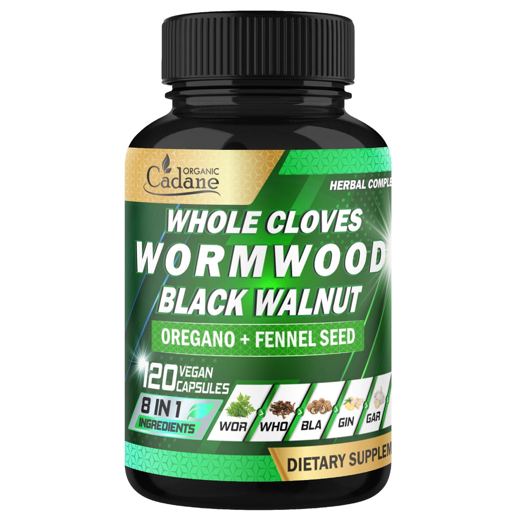 Cadane Wormwood Whole Cloves Black Walnut with Ginger, Garlic, Oregano, Fennel & Black Pepper | Digestive & Wellness Support | 120 Capsules – 60-Day - TrustMedUSA