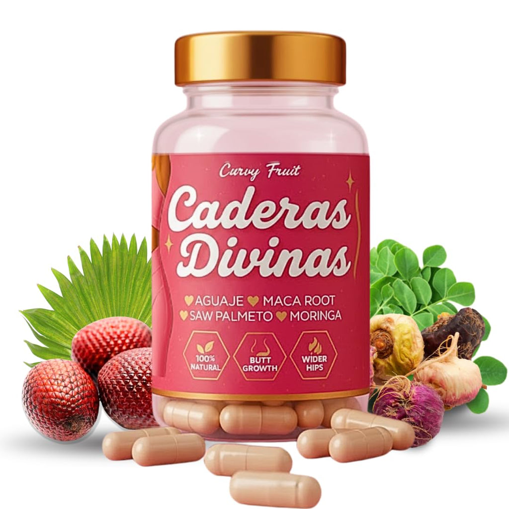 Caderas Divinas : Bigger Booty & Wider Hips – Aguaje + Maca Pills with Moringa & Saw Palmetto – 4 Super Ingredients for Natural Curve Growth – by CurvyFruit – 60 Capsules - TrustMedUSA
