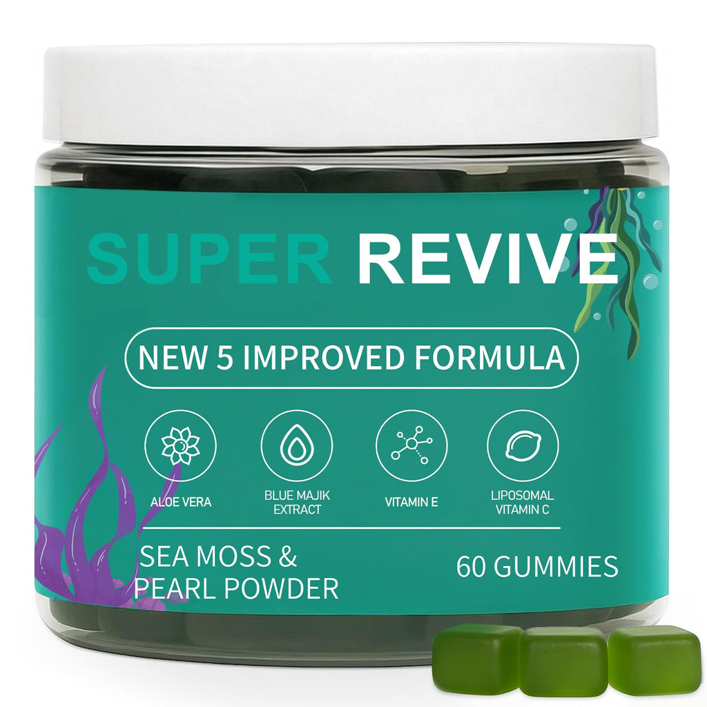 caicieter Super Revive Gummies for Hair Loss - Sea Moss Gummies with Vitamin C, E, Aloe Vera & Pearl Powder Glow, Promotes Thicker, Fuller & Stronger Hair - 60 Count - TrustMedUSA
