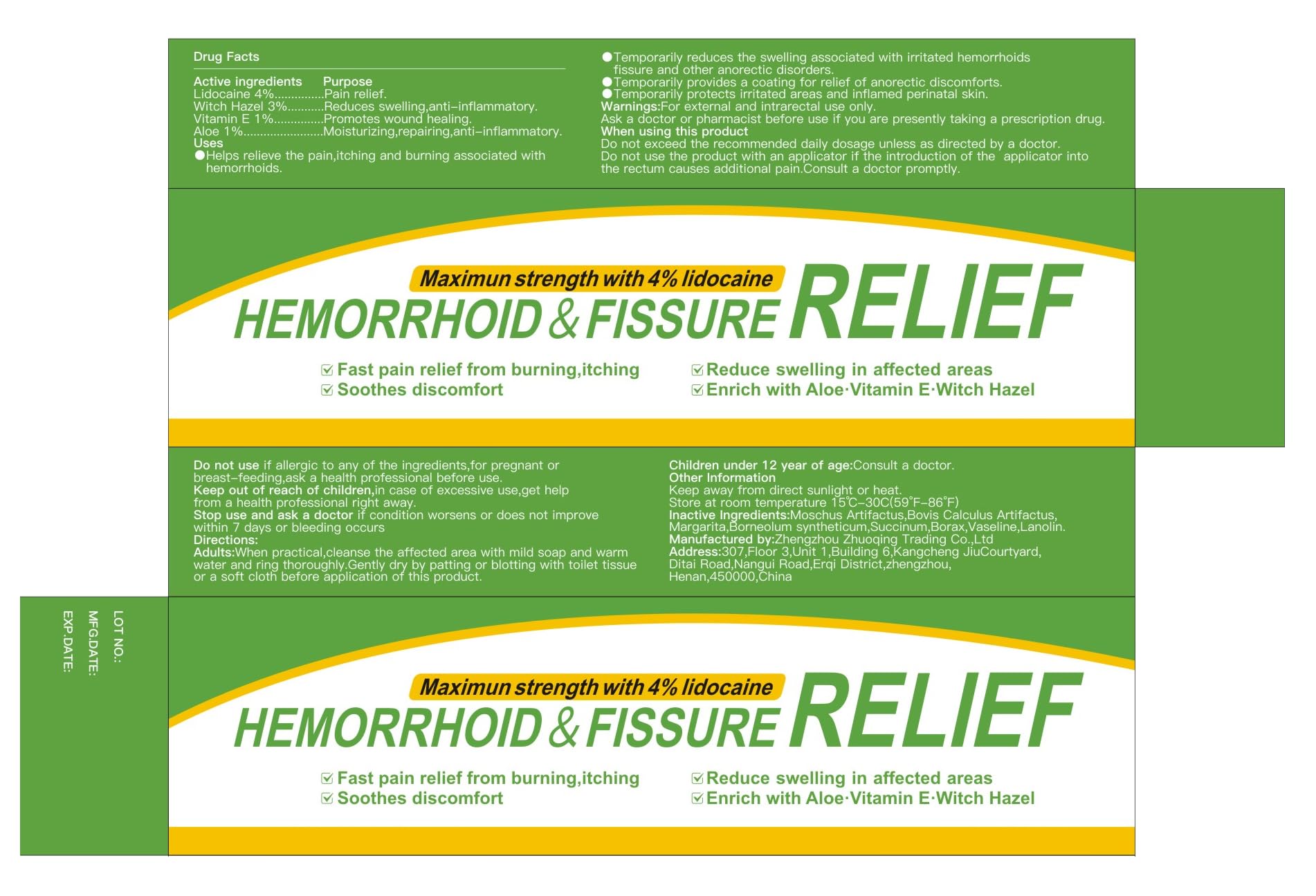 CainNeks Hemorrhoid & Fissure Relief Ointment 20g– 4% Lidocaine Maximum Strength Hemorrhoid Cream, Fast Itching Burning Swelling Relief, Herbs Fast Acting Ingredients. 0.7 oz. - TrustMedUSA
