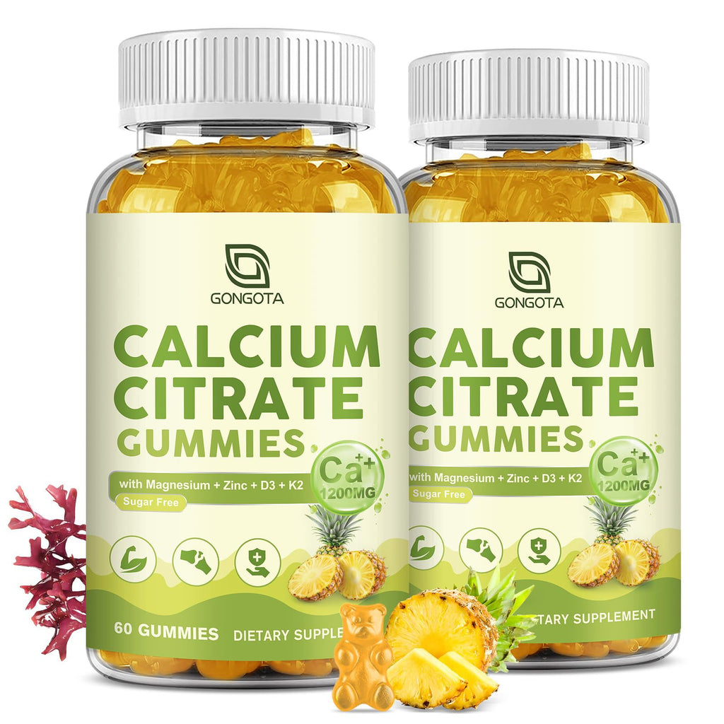 Calcium Citrate Gummies for Women, 1200mg Calcium Citrate Magnesium with Vitamin C D3 K2, Absorption Calcium Supplements for Bone, Muscle, Immune, Sugar Free (120Count) - TrustMedUSA