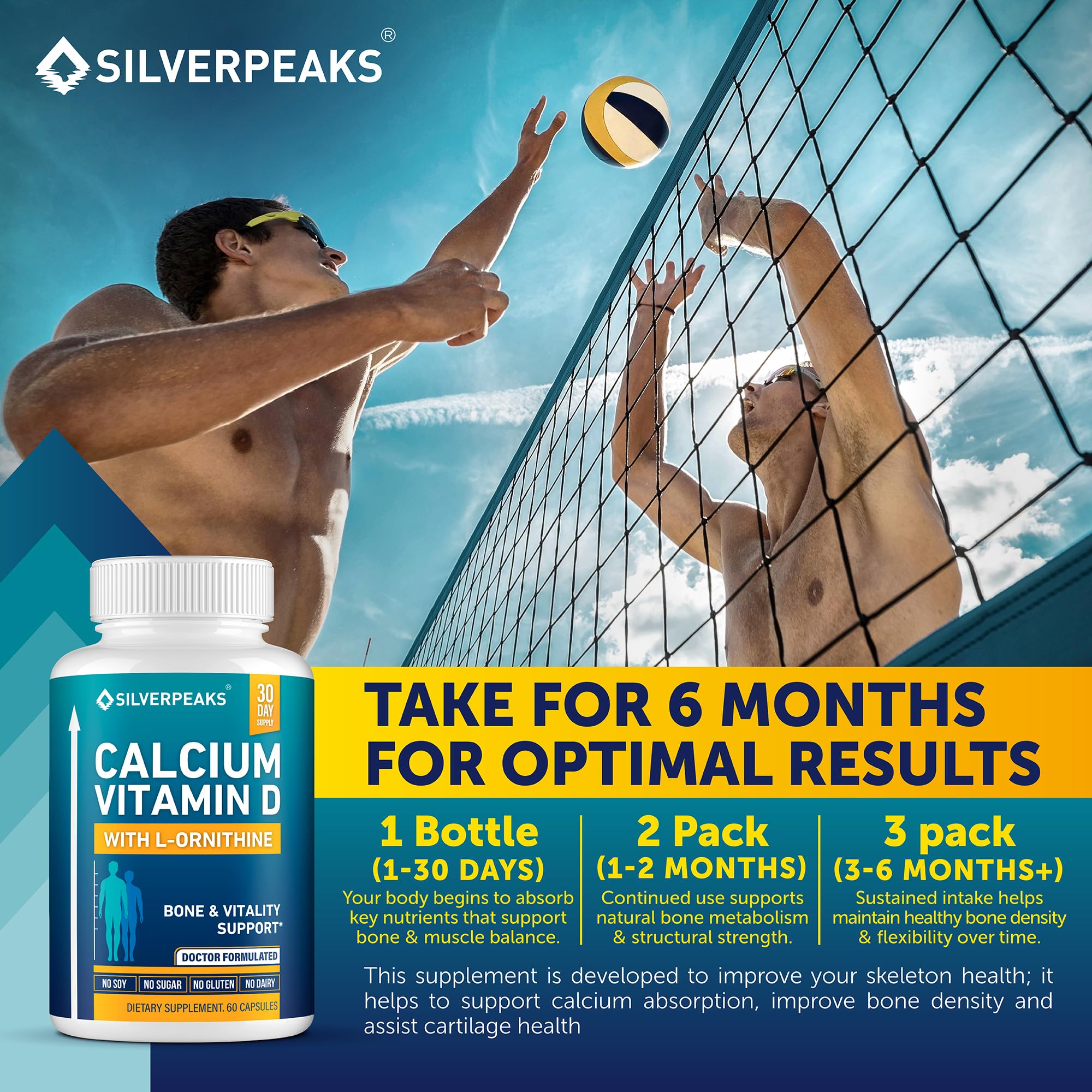 Calcium Supplement with Vitamin D3 and Zinc for Bone Health – Supports Bone Strength & Density – Gentle Non-Constipating Mineral & Amino Acids Blend for Women & Men - 60 Capsules (30 Day Supply) - TrustMedUSA