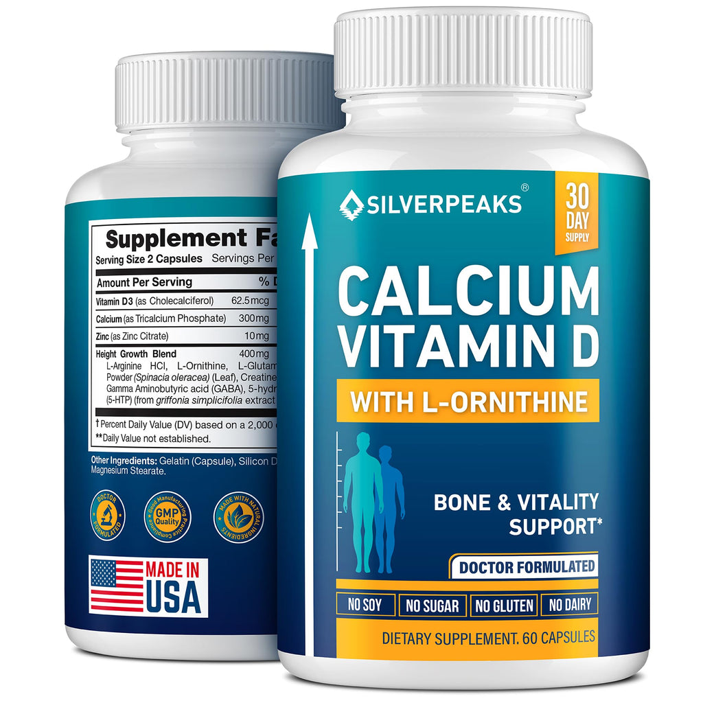 Calcium Supplement with Vitamin D3 and Zinc for Bone Health – Supports Bone Strength & Density – Gentle Non-Constipating Mineral & Amino Acids Blend for Women & Men - 60 Capsules (30 Day Supply) - TrustMedUSA