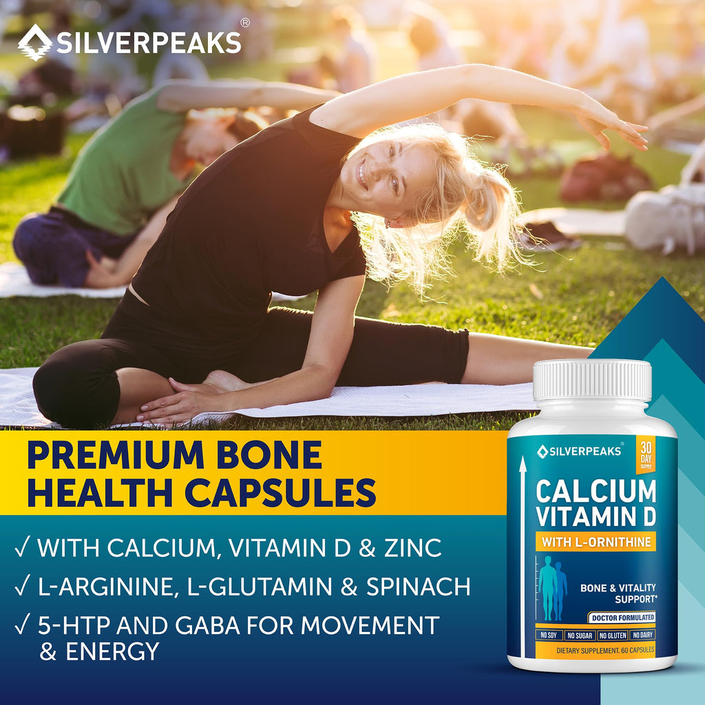Calcium Supplement with Vitamin D3 and Zinc for Bone Health – Supports Bone Strength & Density – Gentle Non-Constipating Mineral & Amino Acids Blend for Women & Men - 60 Capsules (30 Day Supply) - TrustMedUSA