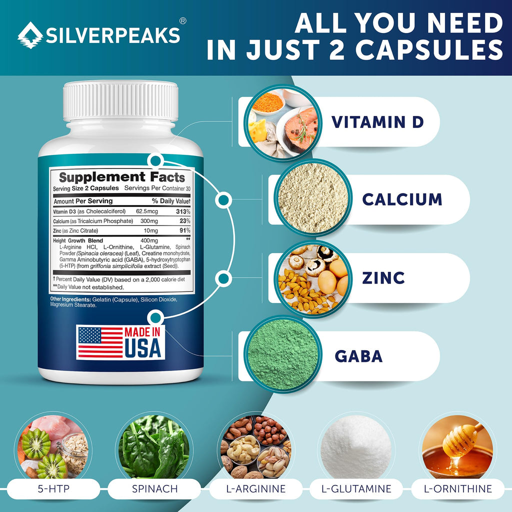 Calcium Supplement with Vitamin D3 and Zinc for Bone Health – Supports Bone Strength & Density – Gentle Non-Constipating Mineral & Amino Acids Blend for Women & Men - 60 Capsules (30 Day Supply) - TrustMedUSA