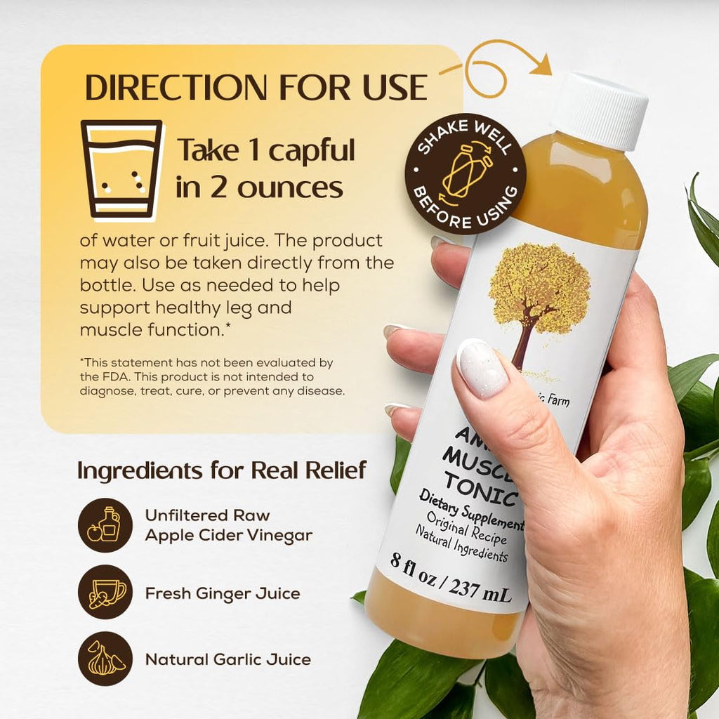 Caleb Treeze Old Amish Muscle Tonic 8 fl oz, Leg Cramps Relief, Foot Cramps Relief, Restless Legs, Muscle Cramps & Spasm Relief - TrustMedUSA