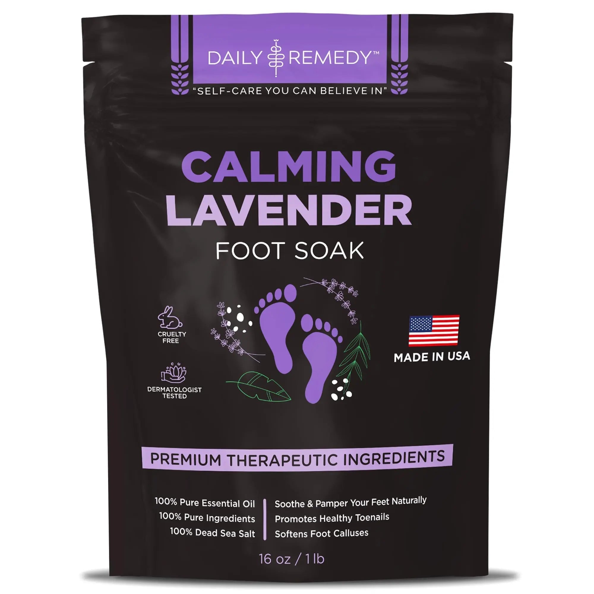 Calming Lavender Foot Soak with Epsom Salt, Made in USA, Foot Soak Soothes Sore Tired - TrustMedUSA