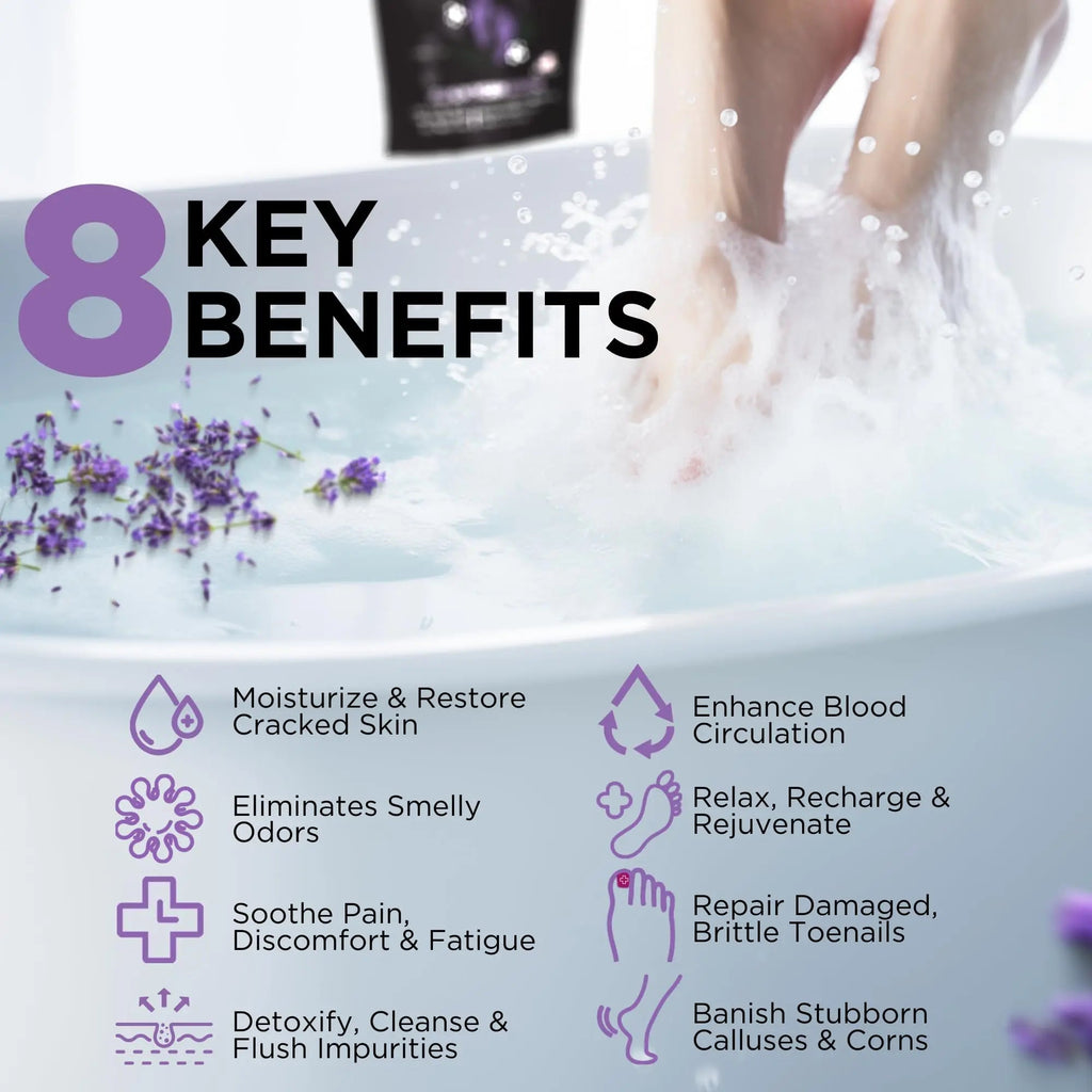 Calming Lavender Foot Soak with Epsom Salt, Made in USA, Foot Soak Soothes Sore Tired - TrustMedUSA