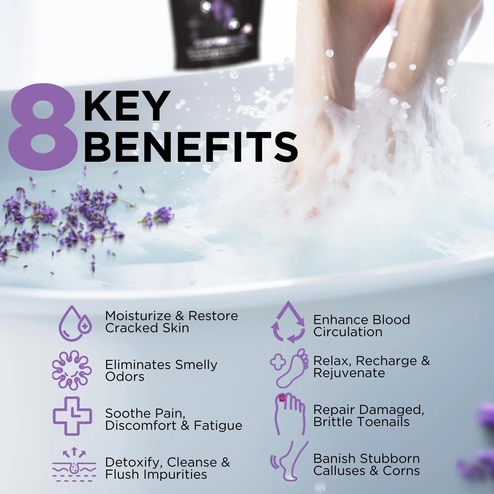 Calming Lavender Foot Soak with Epsom Salt, Made in USA, Foot Soak Soothes Sore Tired - TrustMedUSA