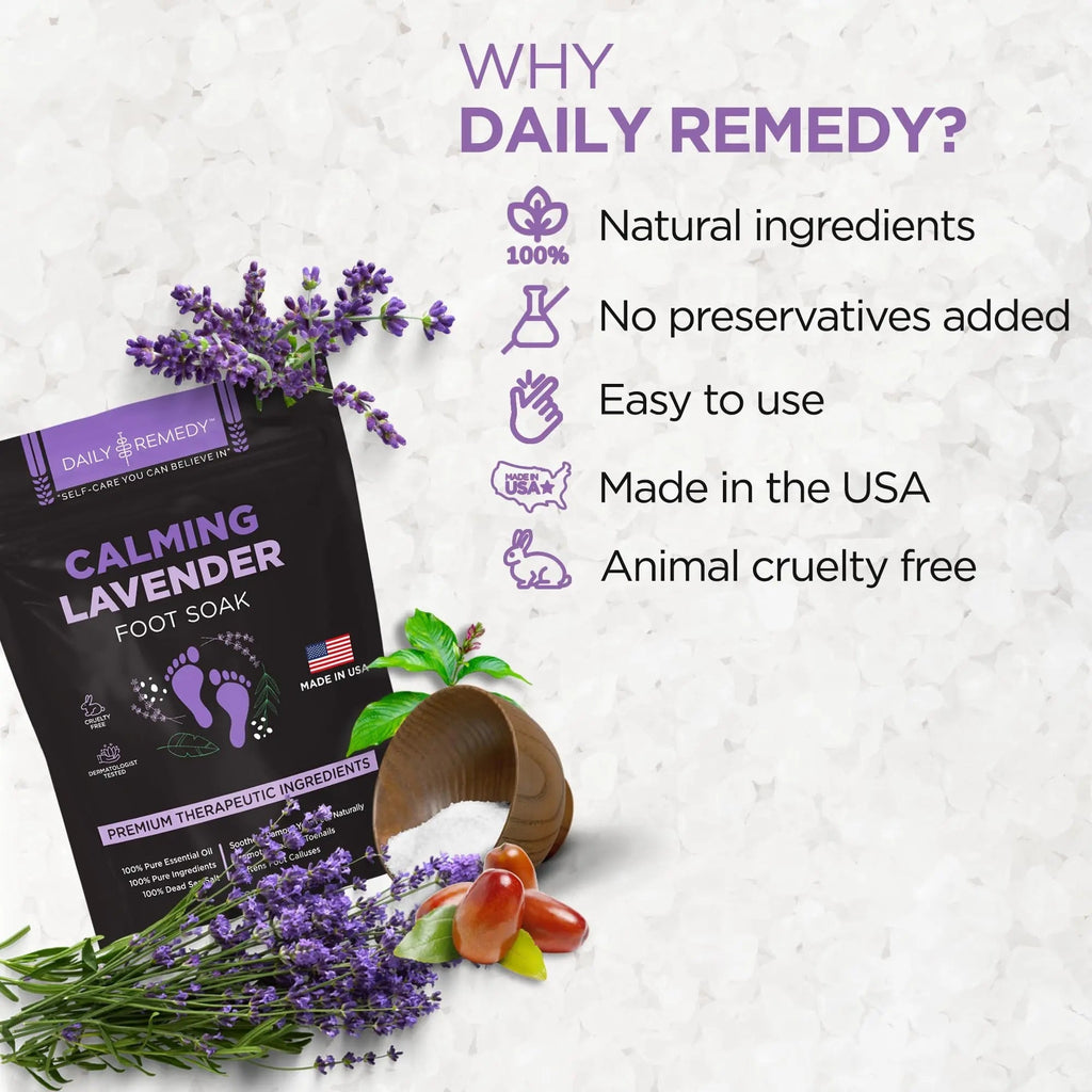 Calming Lavender Foot Soak with Epsom Salt, Made in USA, Foot Soak Soothes Sore Tired - TrustMedUSA