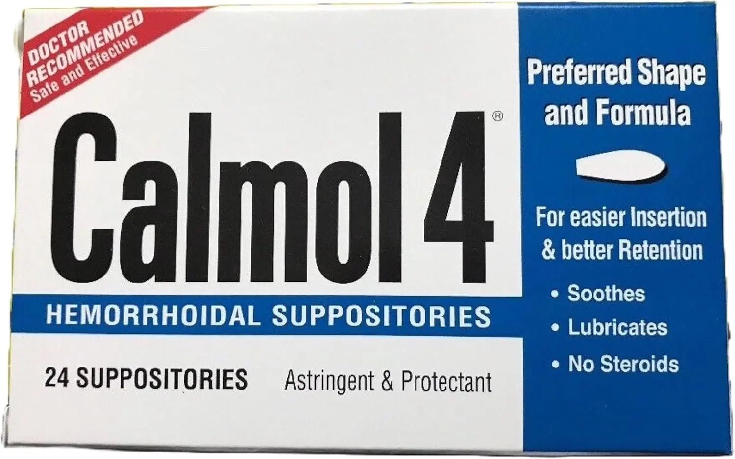 Calmol 4 Hemorrhoidal Suppositories with Soothing Natural Ingredients, 24 Count - TrustMedUSA