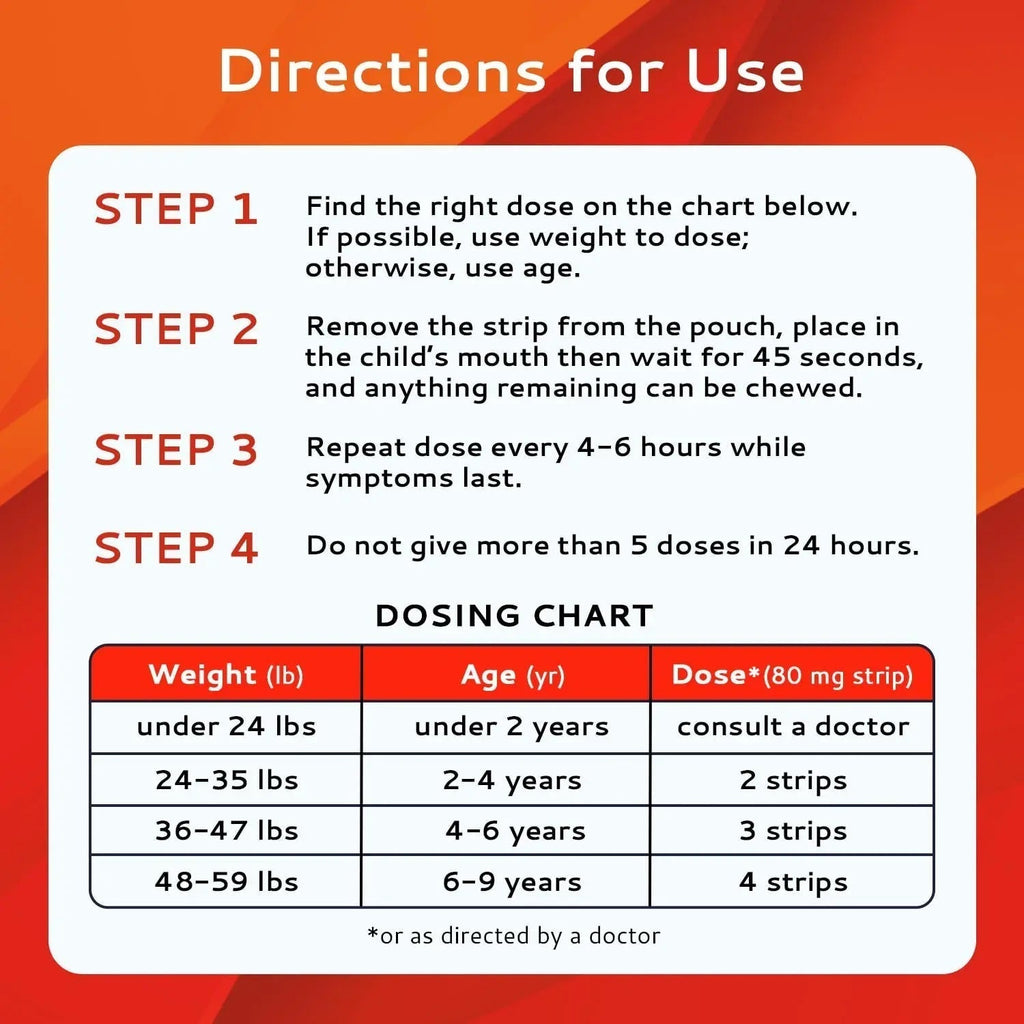 CALMOUR Children's Acetaminophen 36 Strips | Pain Reliever & Fever Reducer | Fast-Acting Support for Cold & Flu Symptoms | Oral Chewable Strips for Kids Ages 2-9 | Travel Size, Orange Flavor - TrustMedUSA