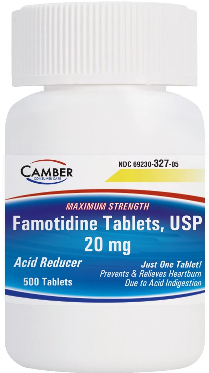 Camber Famotidine Tablets 20 mg Maximum Strength Acid Reducer 500ct Family Pack - Maple Wellness Supplements