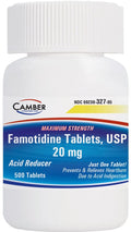 Camber Famotidine Tablets 20 mg Maximum Strength Acid Reducer 500ct Family Pack - Maple Wellness Supplements