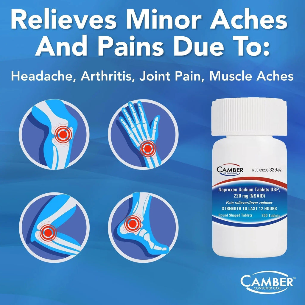 Camber Naproxen Sodium, 220 mg - Pain Reliever and Fever Reducer (500 Count) - TrustMedUSA