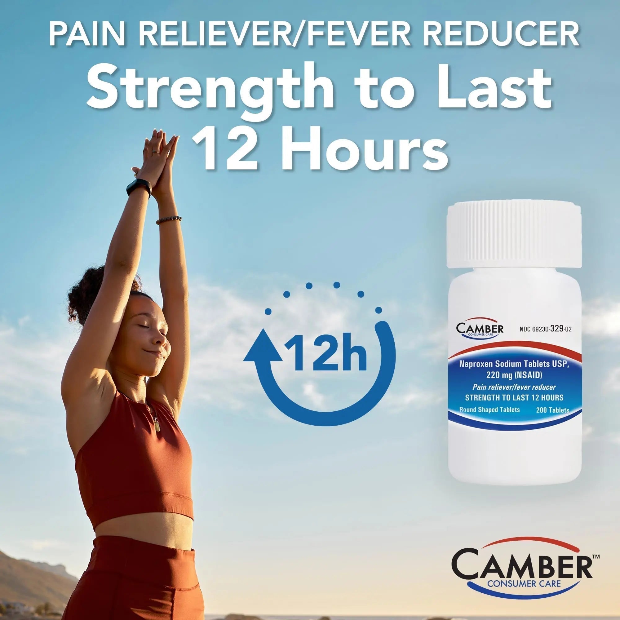 Camber Naproxen Sodium, 220 mg - Pain Reliever and Fever Reducer (500 Count) - TrustMedUSA