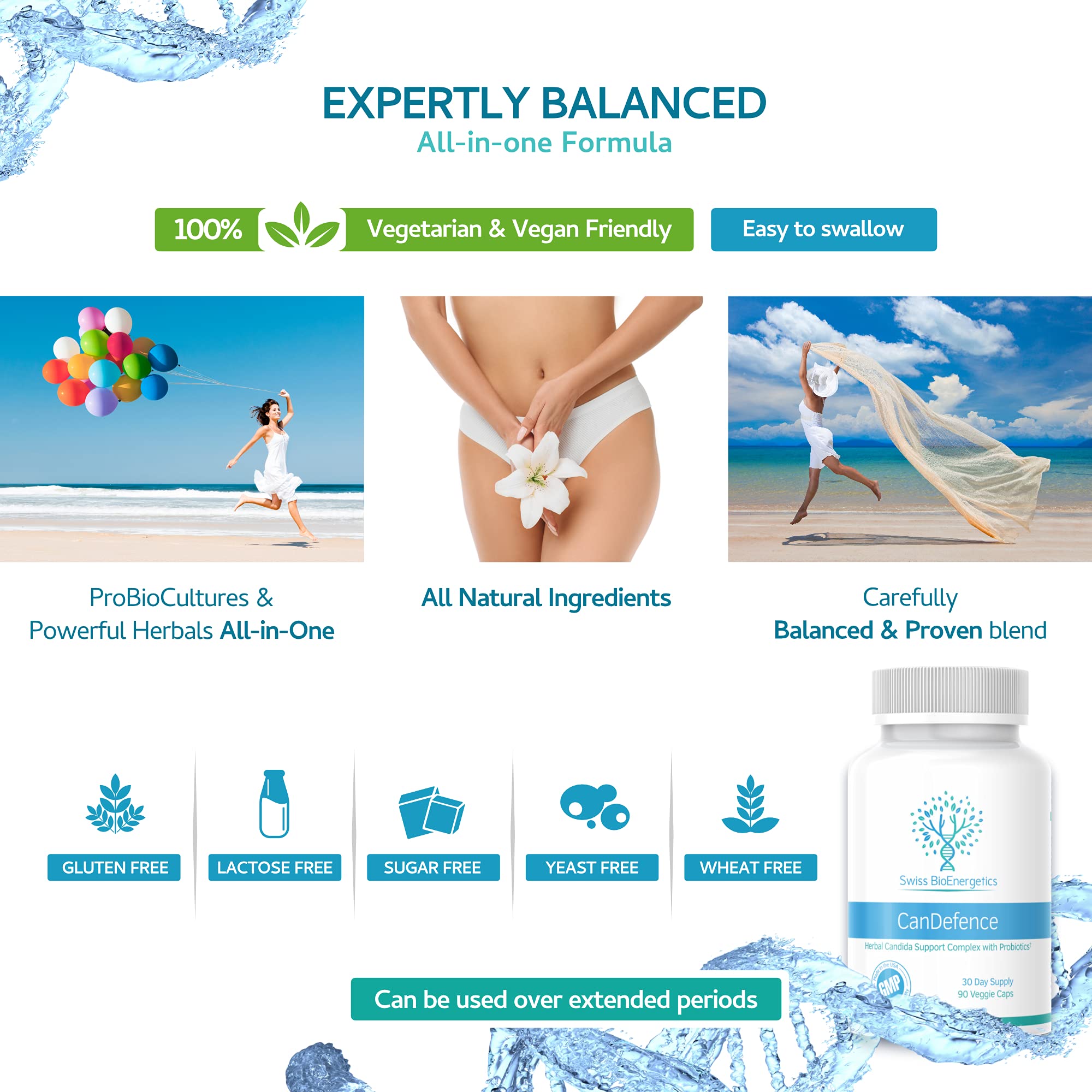 CanDefence - Candida Cleanse Ultimate Extra Strength All-in-ONE Formulation with Caprylic Acid, Probiotics and a synergistic Balance of 11 Different Botanicals - 90 Capsules - TrustMedUSA