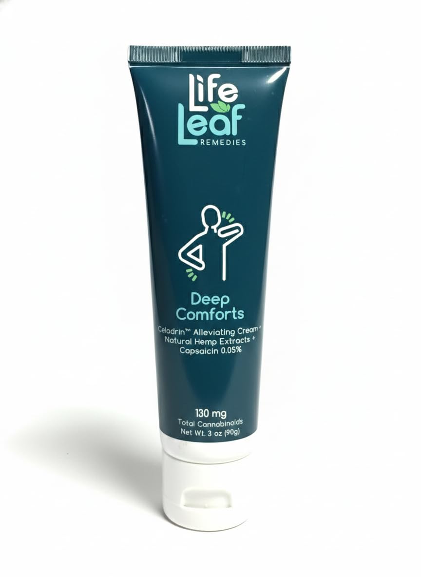 Capsaicin Cream (.05%) - Extra Strength Joint & Muscle, Knee & Back, Neck & Shoulder, Sore Muscle Cream with Capsaicin, Menthol, Celadrin and Hemp - Non-Greasy 3 OZ Deep Comforts by Life Leaf - TrustMedUSA