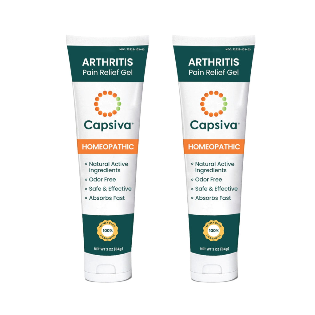 Capsiva Pain Relief Topical 3oz Tube, 2 Pack, for Your Hands, Neck, Back, Joints, Non-Greasy, No Burn, Odor Free, Homeopathic Active Ingredients, Contains Capsaicin & Arnica, Absorbs Fast - TrustMedUSA