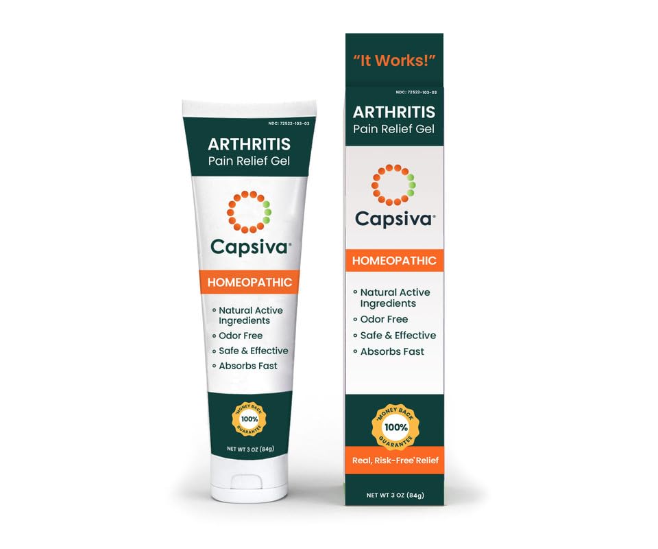 Capsiva Pain Relief Topical 3oz Tube, 2 Pack, for Your Hands, Neck, Back, Joints, Non-Greasy, No Burn, Odor Free, Homeopathic Active Ingredients, Contains Capsaicin & Arnica, Absorbs Fast - TrustMedUSA