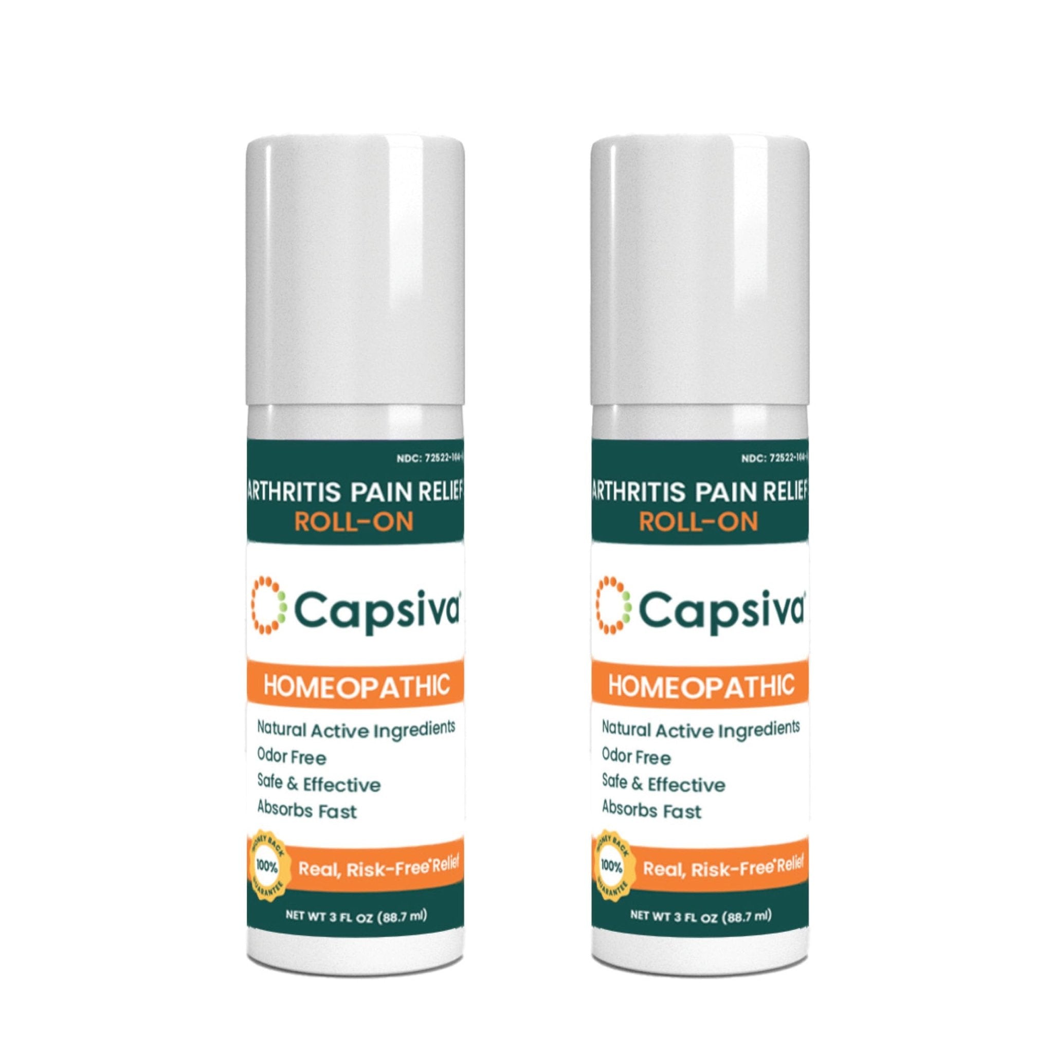 Capsiva Pain Relieving Gel, Absorbs Fast, Odor-Free, Safe for Prescription, No Known Side Effects (Gel Roll-On, 2 Pack, 3 Oz Each) - TrustMedUSA
