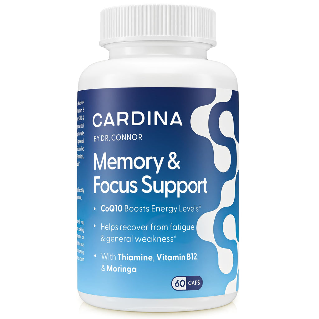 CARDINA B12 Vitamins for Women and Men - Brain Supplements for Memory and Focus with Thiamine B1 Supplement and COQ10 - Brain Memory Support - Non-GMO and Vegan B12 Supplement, 60 Ct - TrustMedUSA