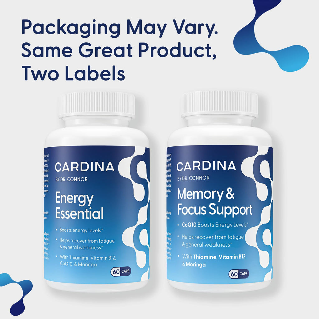 CARDINA B12 Vitamins for Women and Men - Brain Supplements for Memory and Focus with Thiamine B1 Supplement and COQ10 - Brain Memory Support - Non-GMO and Vegan B12 Supplement, 60 Ct - TrustMedUSA