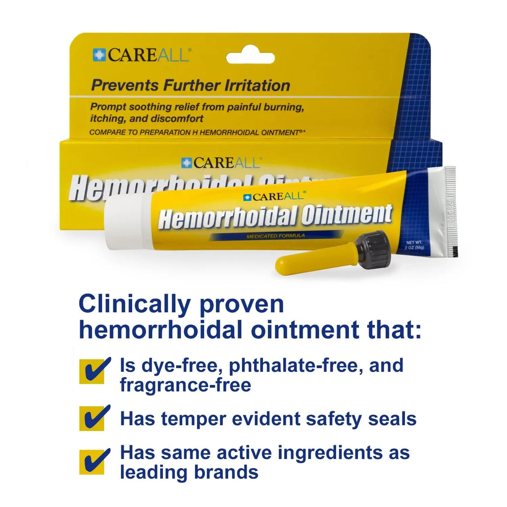 CareAll Hemorrhoidal Ointment 2.0 oz with Applicator (3 Pack). Helps Relieve Burning, Itching, and Discomfort Associated with Inflamed Hemorrhoidal Tissues. Dye, Phthalate, and Fragrance Free - TrustMedUSA