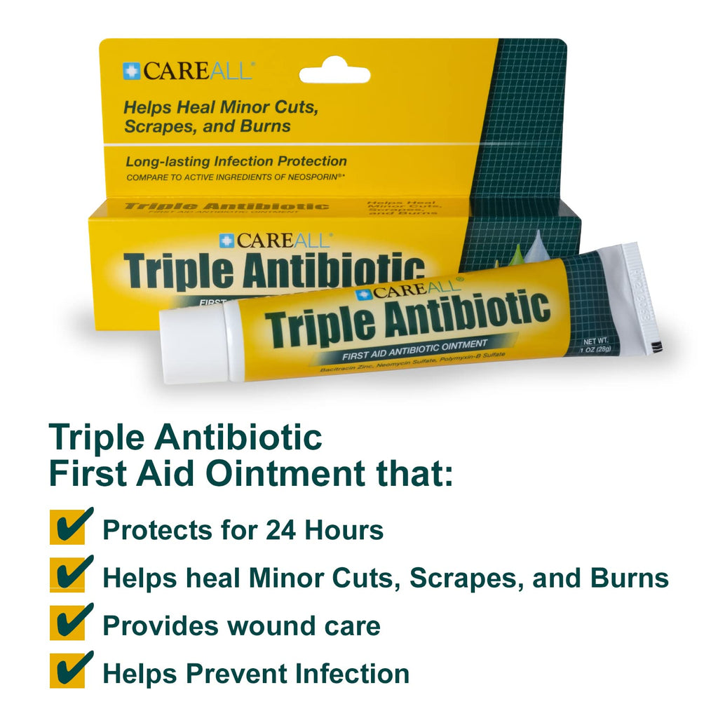 CareAll Triple Antibiotic Ointment 1.0 oz (4 Pack), First Aid Ointment for Minor Scrapes, Cuts, and Burns to Help Prevent Infection, Compare to The Active Ingredients of The Leading Brand - Maple Wellness Supplements