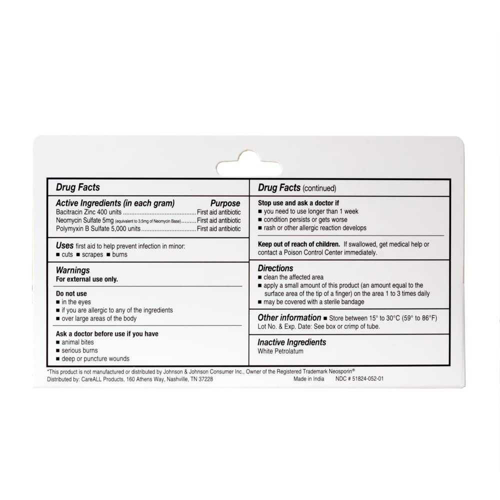 CareAll Triple Antibiotic Ointment 1.0 oz (4 Pack), First Aid Ointment for Minor Scrapes, Cuts, and Burns to Help Prevent Infection, Compare to The Active Ingredients of The Leading Brand - Maple Wellness Supplements