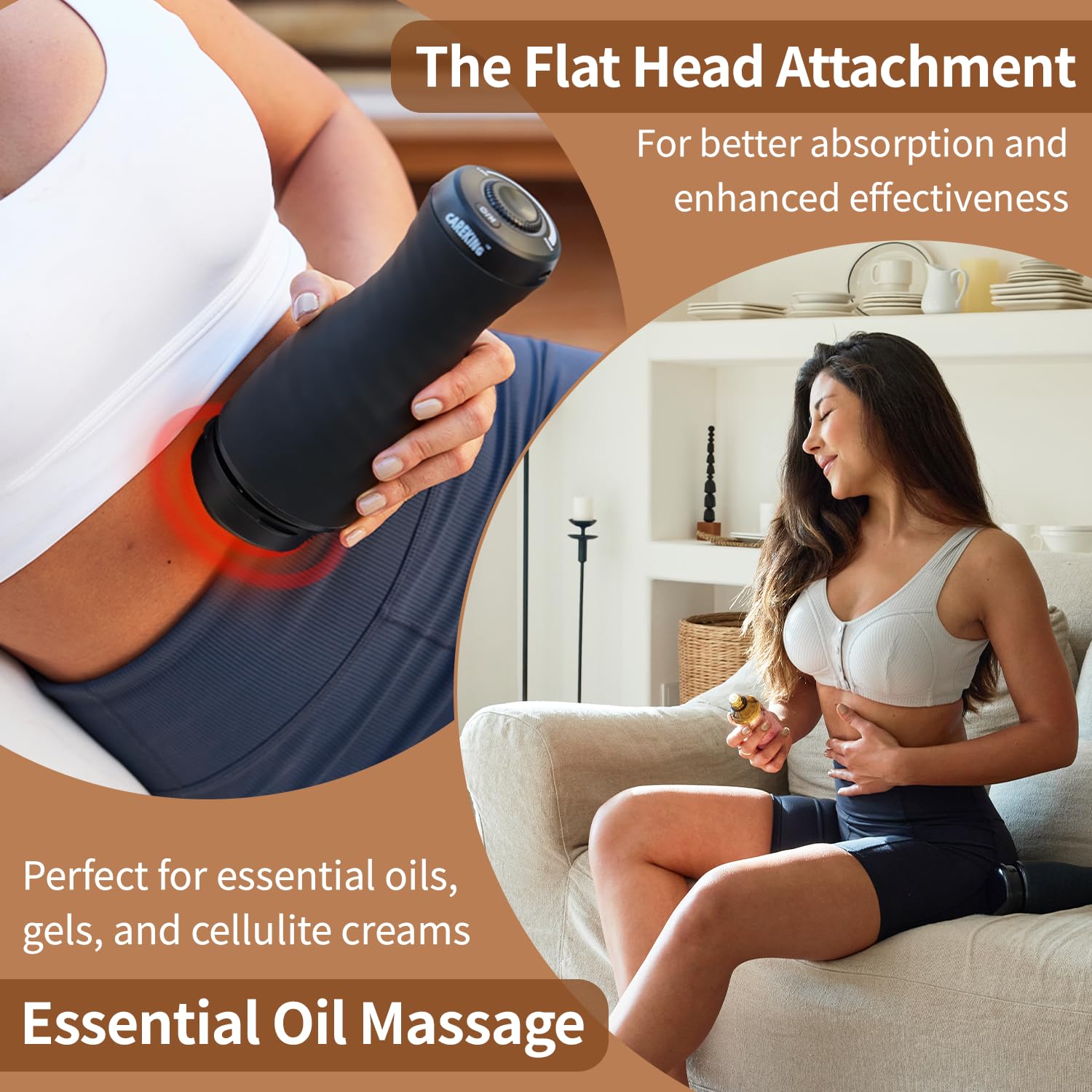 CAREKING Massage Gun Deep Tissue for Women, Vibration Therapy for Muscle Recovery Pain Relief Cellulite Massager for Leg Thigh Abdomen Neck Shoulder Lymphatic Drainage Massager Body Sculpting Machine - Maple Wellness Supplements