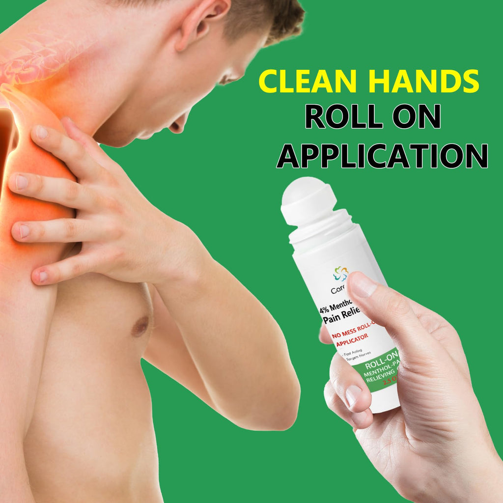 CARELIVING Roll On Pain Relief for Knee, Neck, Joint, Shoulder, Arthritis Pain Reliever, Sore Muscle Relief, Roll On Menthol Gel 2.5 Fl Oz (Pack of 2) - TrustMedUSA