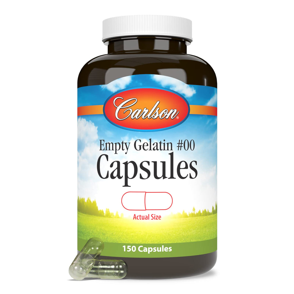 Carlson - Empty Gelatin 00 Capsules, Easy to Separate & Fill, 150 capsules - TrustMedUSA