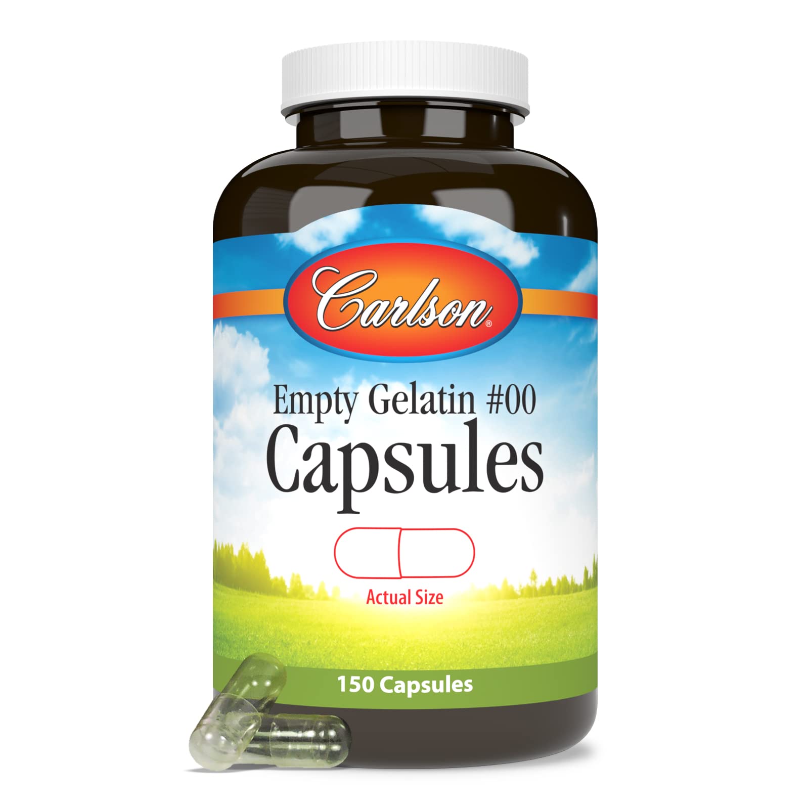 Carlson - Empty Gelatin 00 Capsules, Easy to Separate & Fill, 150 capsules - TrustMedUSA