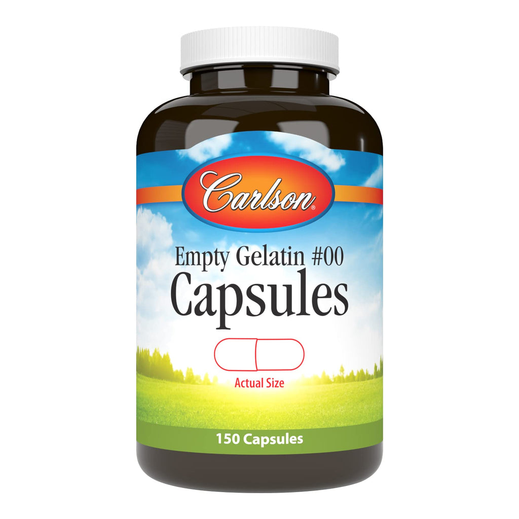 Carlson - Empty Gelatin 00 Capsules, Easy to Separate & Fill, 150 capsules - TrustMedUSA
