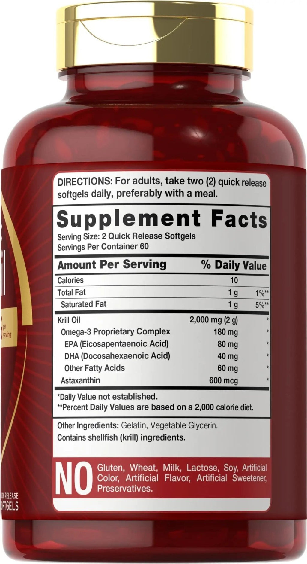 Carlyle Antarctic Krill Oil 2000 mg 120 Softgels | Omega-3 EPA, DHA, with Astaxanthin - TrustMedUSA