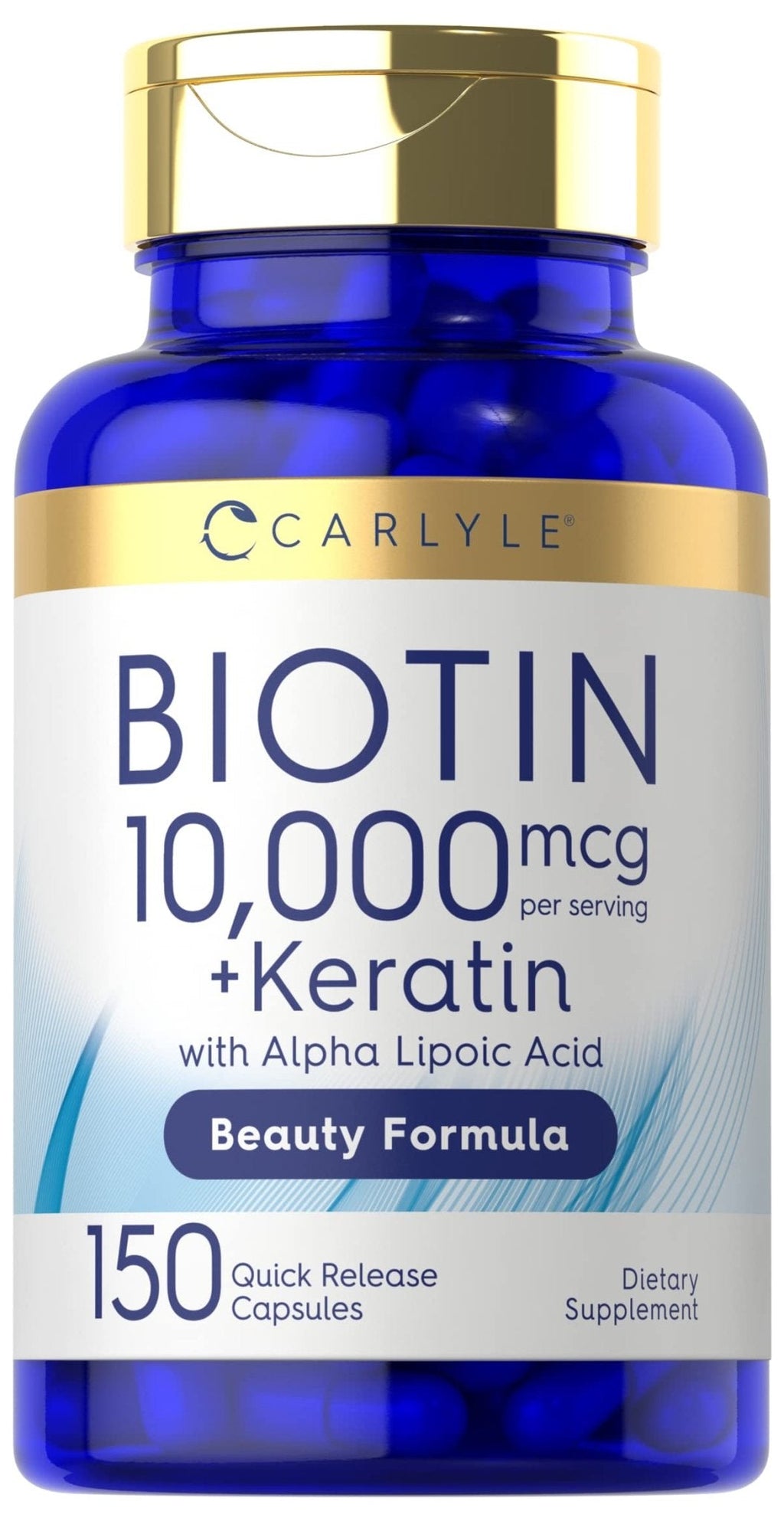 Carlyle Biotin 10000mcg | 150 Capsules | Beauty Formula with Keratin | Non-GMO, Gluten Free Supplement - Maple Wellness Supplements