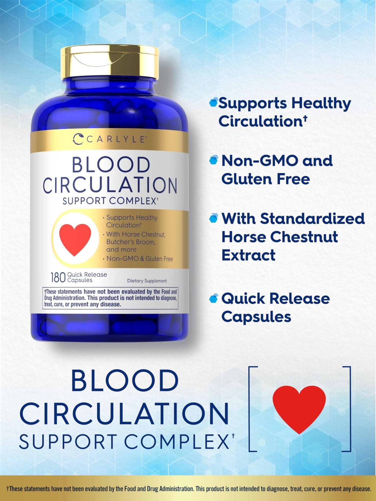 Carlyle Blood Circulation Supplement | 180 Capsules | Supports Healthy Circulation | Non-GMO, Gluten Free - TrustMedUSA