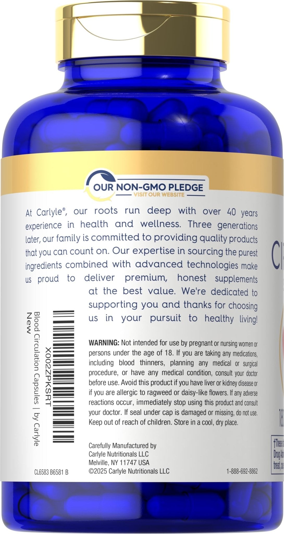 Carlyle Blood Circulation Supplement | 180 Capsules | Supports Healthy Circulation | Non-GMO, Gluten Free - TrustMedUSA