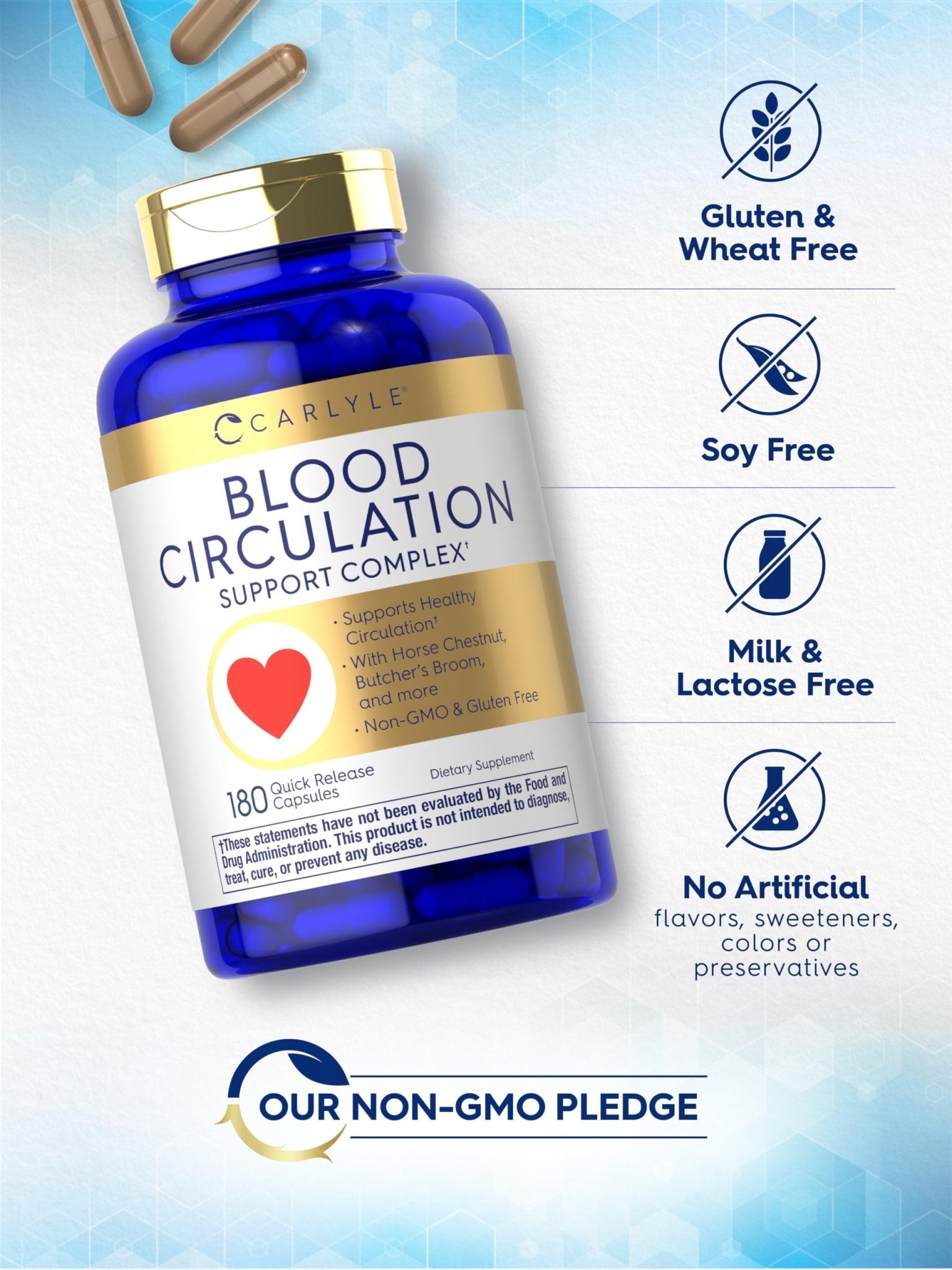 Carlyle Blood Circulation Supplement | 180 Capsules | Supports Healthy Circulation | Non-GMO, Gluten Free - TrustMedUSA