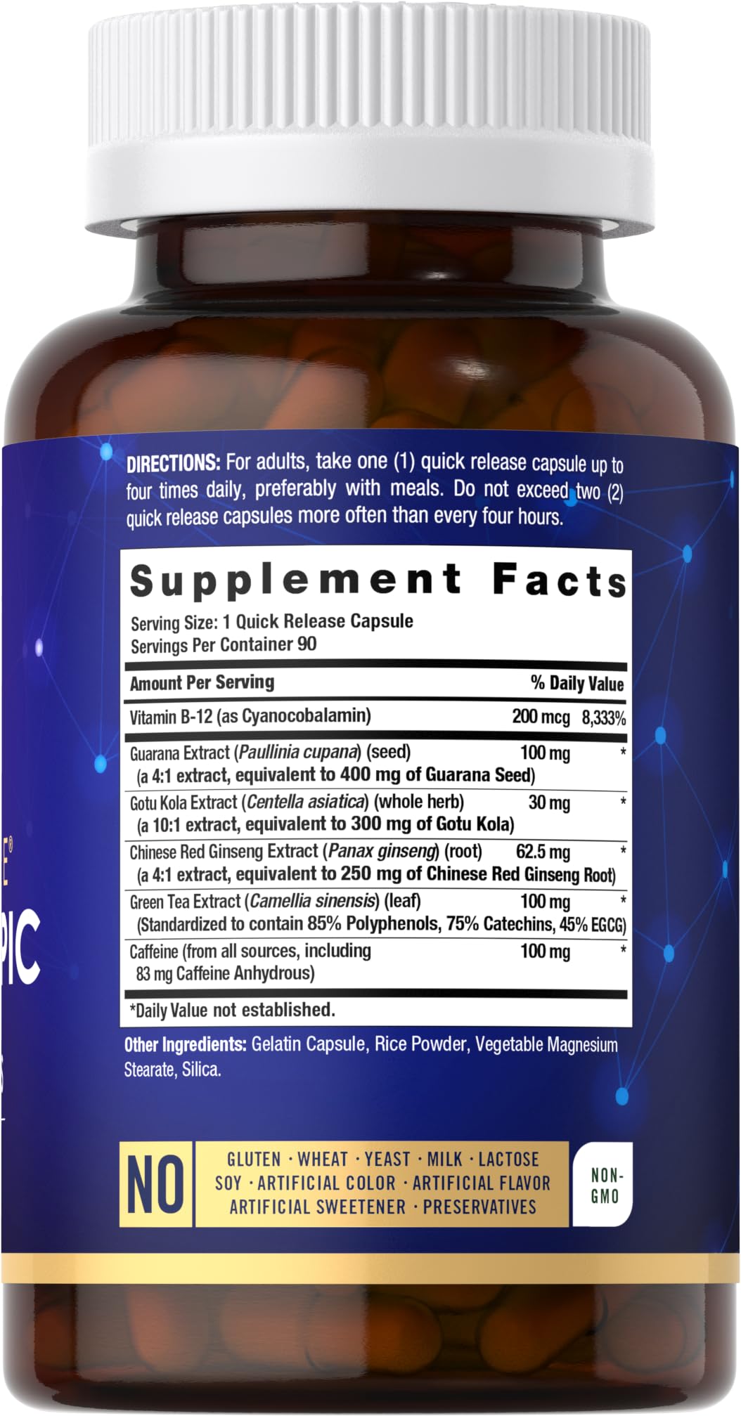 Carlyle Brain Nootropic Supplement | 90 Capsules | with Caffeine, B12, and Guarana Extract | Non-GMO & Gluten Free - TrustMedUSA