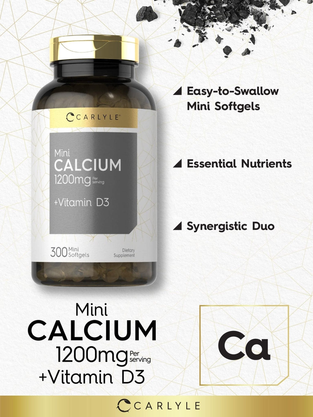 Carlyle Calcium 1200 mg with Vitamin D3 | 300 Softgels | Non-GMO and Gluten Free Supplement - Maple Wellness Supplements