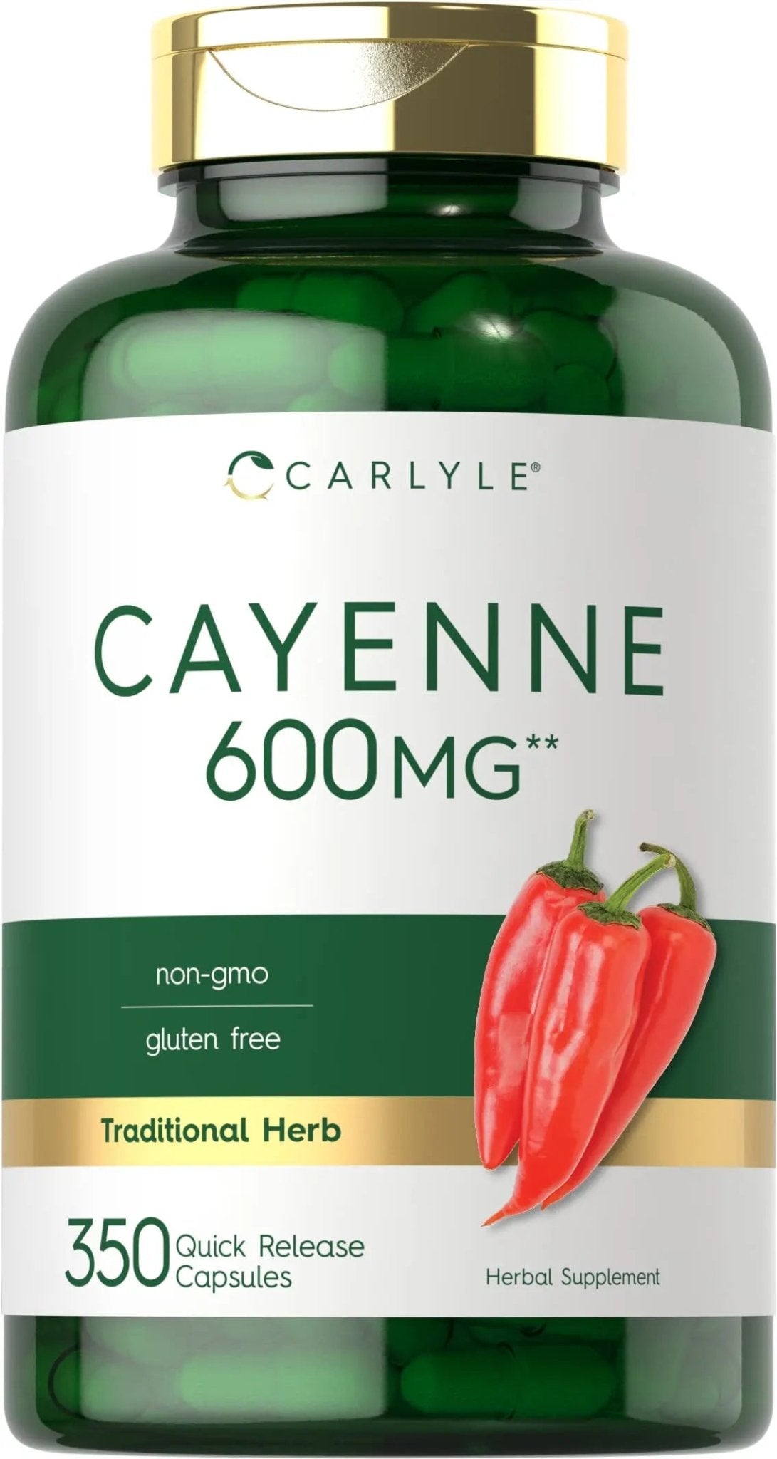 Carlyle Cayenne Pepper Capsules 600mg | 350 Pills | Non-GMO, Gluten Free Supplement - TrustMedUSA