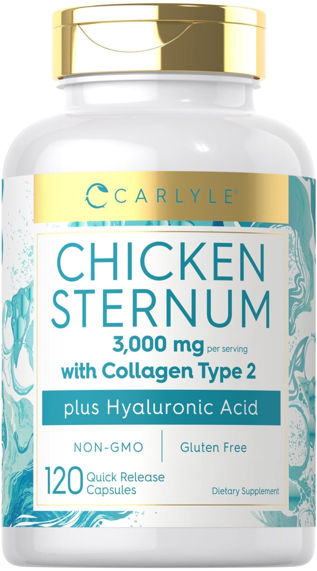 Carlyle Chicken Sternum Collagen Type 2 | 3000mg | 120 Capsules | Plus Hyaluronic Acid | Non-GMO, Gluten Free Supplement - Maple Wellness Supplements