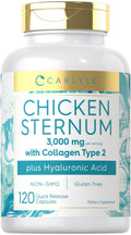 Carlyle Chicken Sternum Collagen Type 2 | 3000mg | 120 Capsules | Plus Hyaluronic Acid | Non-GMO, Gluten Free Supplement - Maple Wellness Supplements