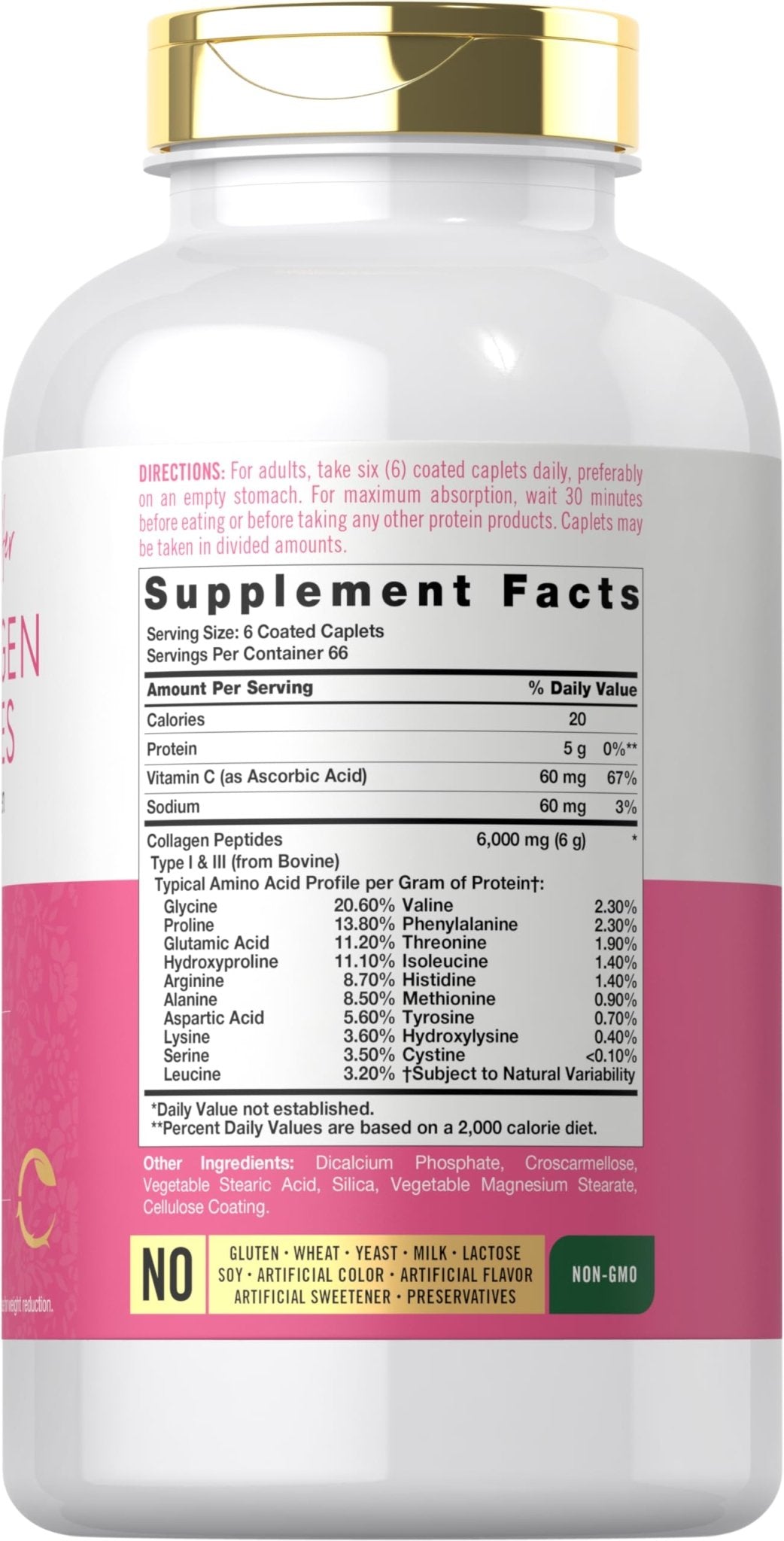 Carlyle Collagen Peptides 6000mg | 400 Caplets | with Vitamin C | Type 1 and 3 | Non-GMO, Gluten Free, Grass Fed Supplement - Maple Wellness Supplements