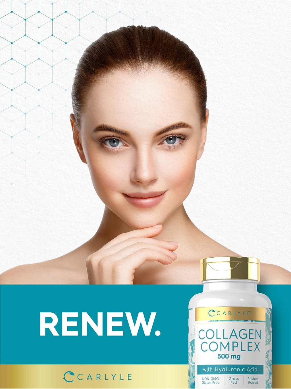 Carlyle Collagen Pills with Hyaluronic Acid | 500mg | 90 Capsules | Hydrolyzed Collagen Type 1 and 3 | Non-GMO, Gluten Free Supplement - Maple Wellness Supplements